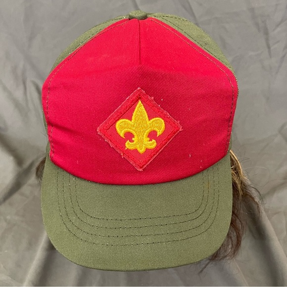 Vintage Boy Scouts Made In America Fleur De Lis Snap Back Baseball Cap Size S/M - Picture 1 of 8